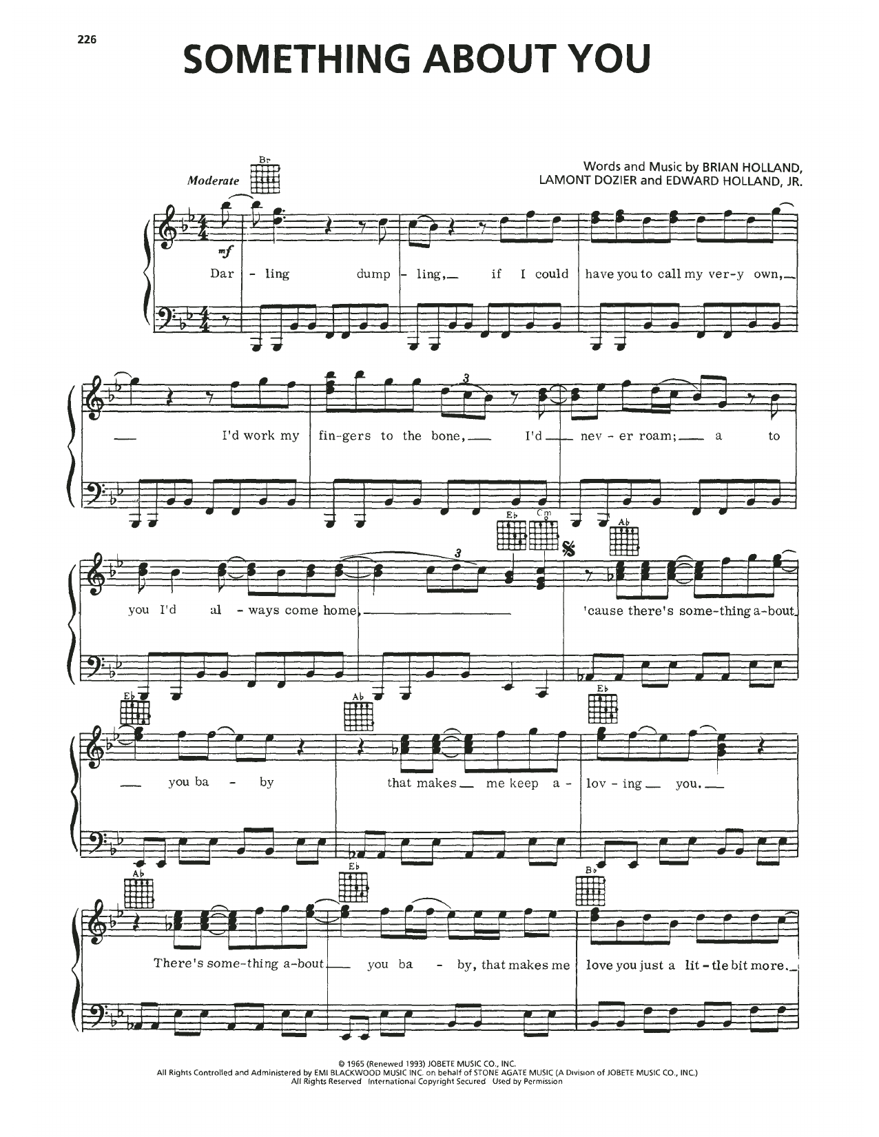 Four Tops Something About You sheet music notes and chords. Download Printable PDF.