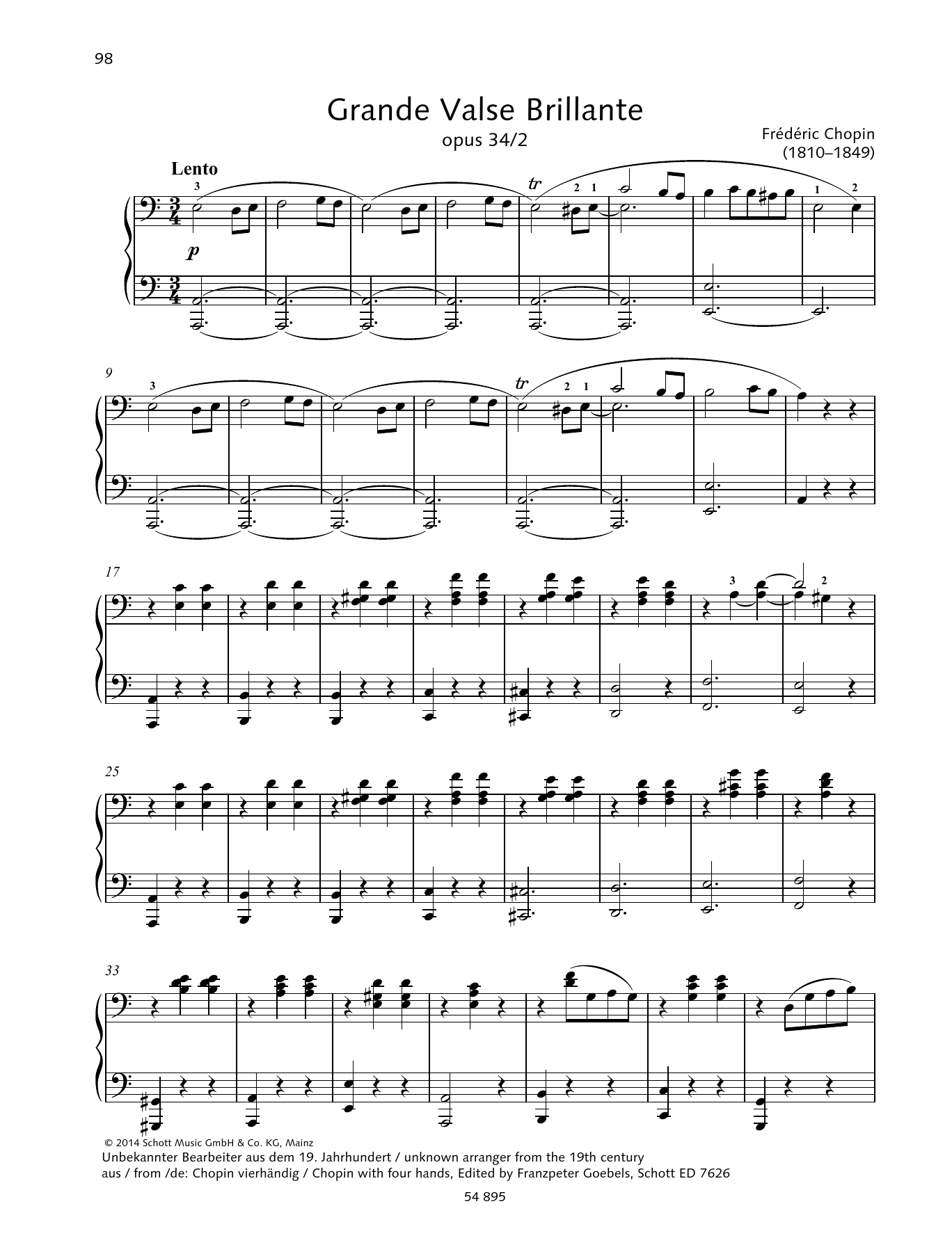 Frederic Chopin Grande Valse Brillante sheet music notes and chords. Download Printable PDF.