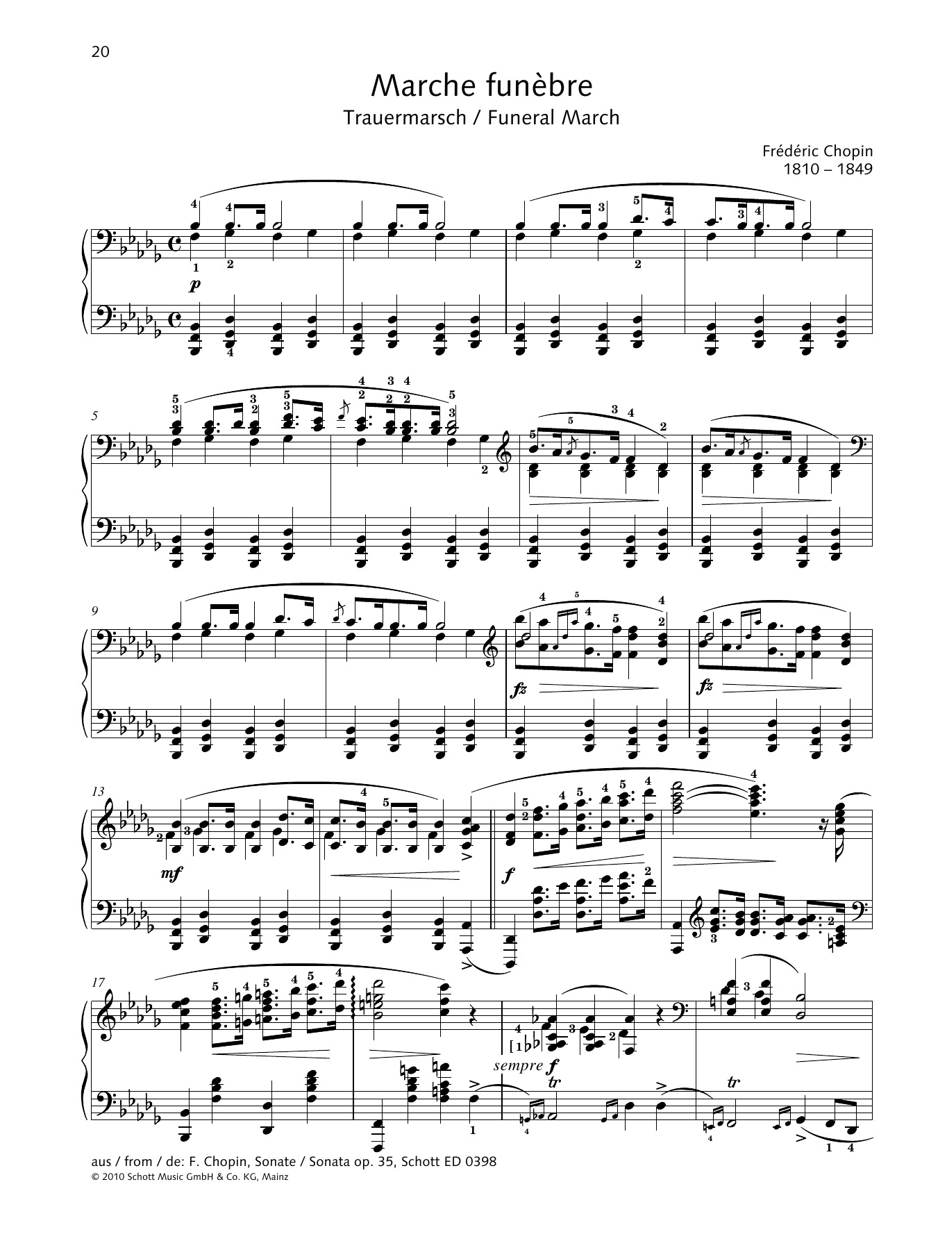 Frédéric Chopin Marche Funebre sheet music notes and chords. Download Printable PDF.