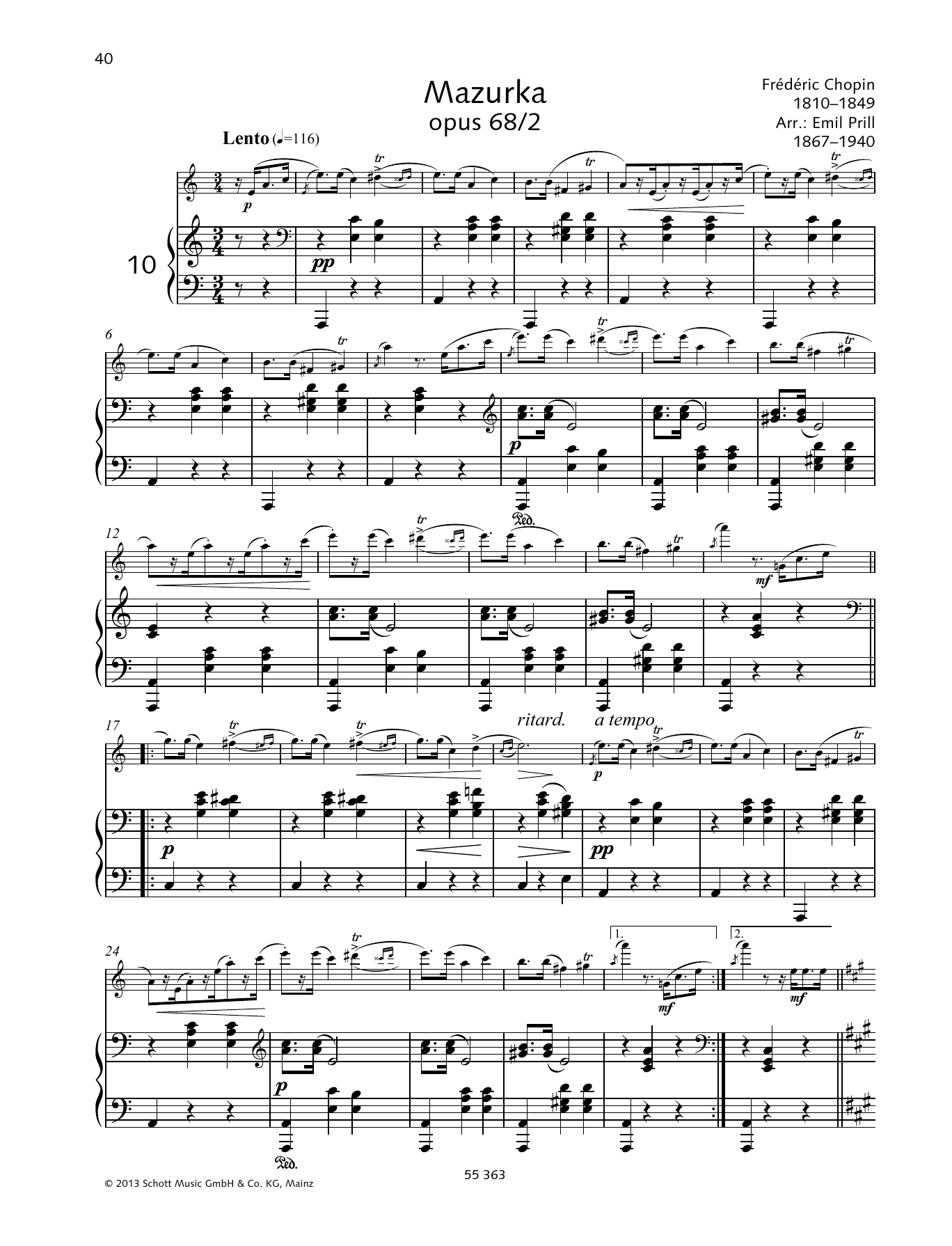 Frédéric Chopin Mazurka sheet music notes and chords. Download Printable PDF.