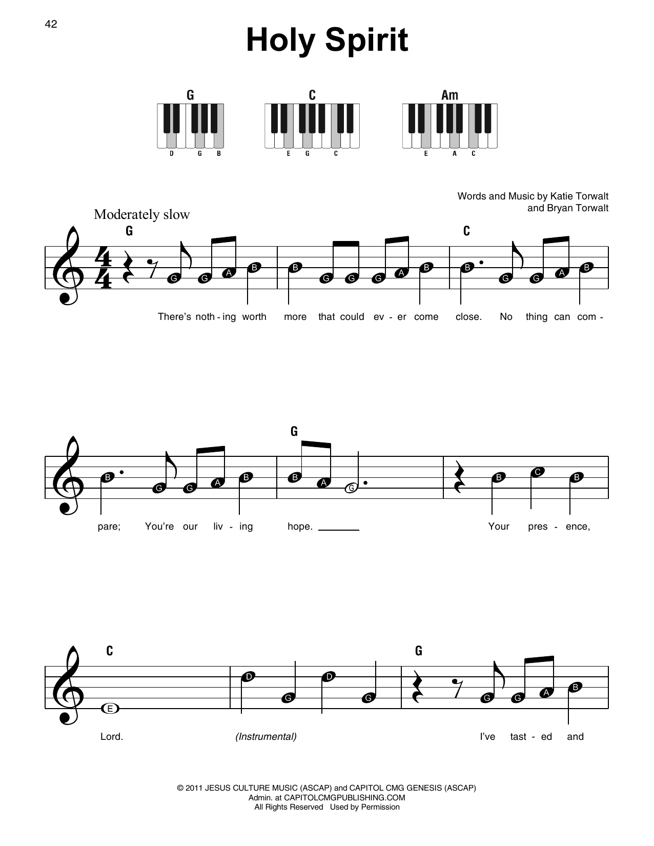 Francesca Battistelli Holy Spirit sheet music notes and chords. Download Printable PDF.