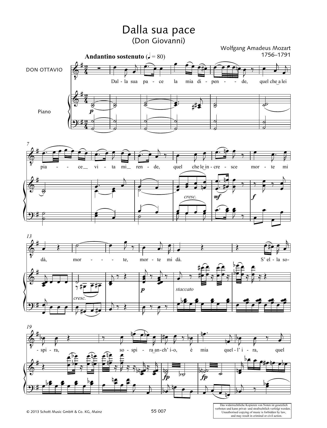 Francesca Licciarda "Dalla sua pace" Sheet Music for Piano & Vocal
