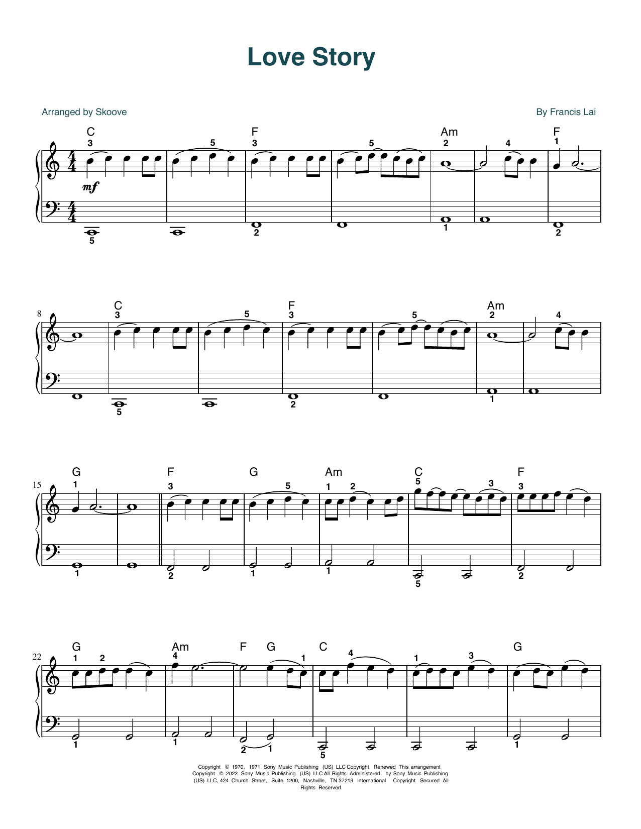 Download Francis Lai Love Story Arr Skoove Sheet Music PDF   Francis Lai Love Story Arr Skoove Musicnotes Thumbnail 