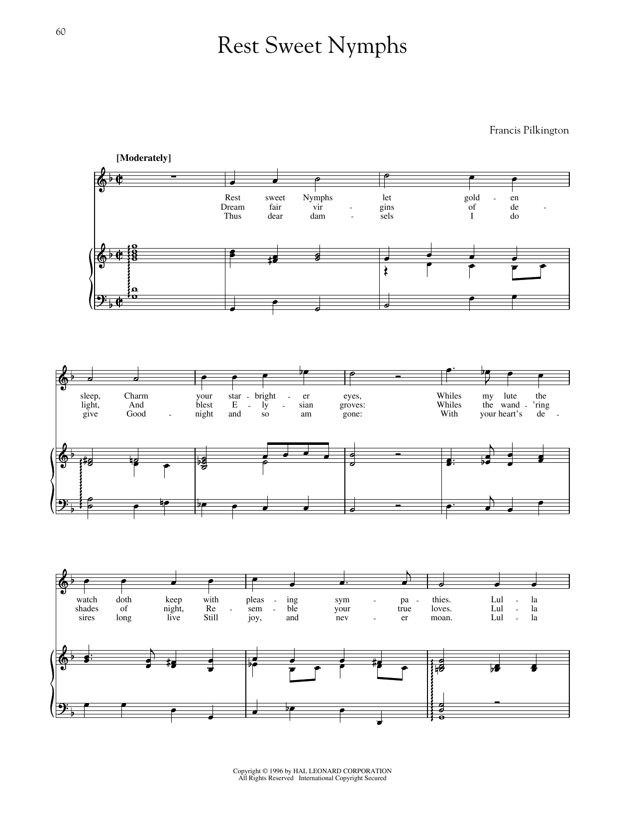 Francis Pilkington Rest, Sweet Nymphs sheet music notes and chords. Download Printable PDF.