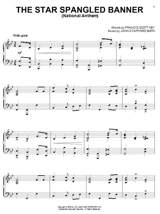 Learn to play Francis Scott Key The Star Spangled Banner sheet music for Piano, Vocal & Guitar (Right-Hand Melody) in minutes. Francis Scott Key The Star Spangled Banner sheet music notes and chords. Download Printable PDF.