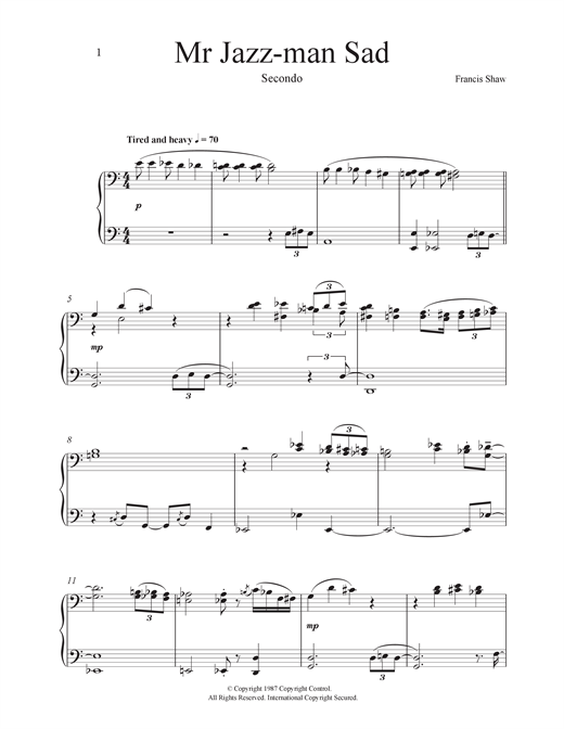 Francis Shaw Mr Jazz Man Sad sheet music notes and chords. Download Printable PDF.