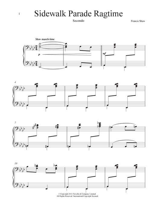 Francis Shaw Sidewalk Parade (Ragtime) sheet music notes and chords. Download Printable PDF.
