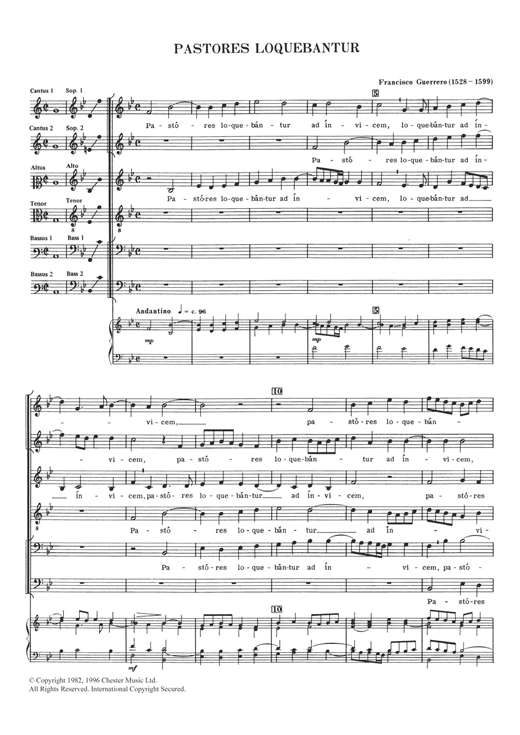 Francisco Guerrero Pastores Loquebantur sheet music notes and chords. Download Printable PDF.