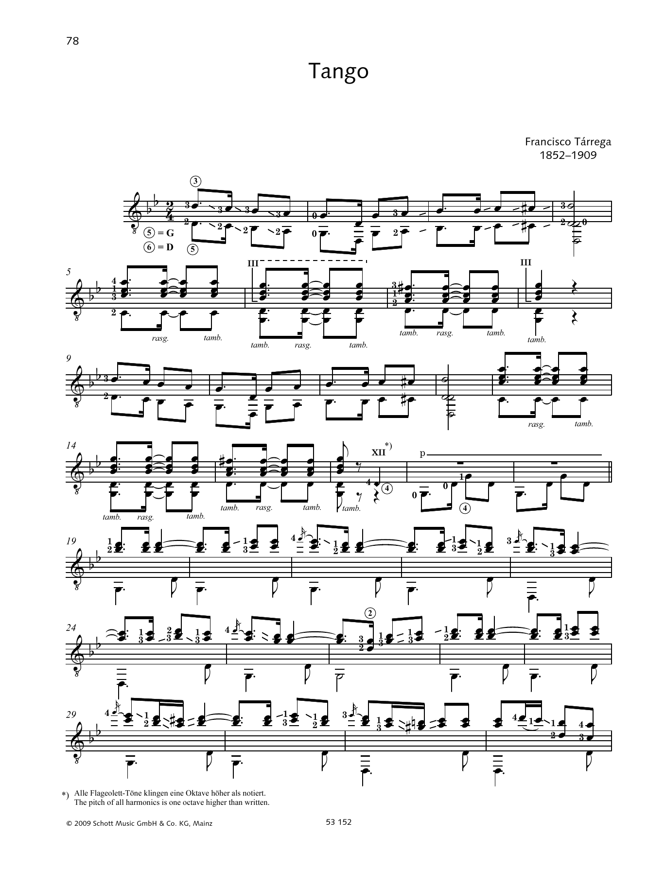 Francisco Tarrega Tango sheet music notes and chords. Download Printable PDF.