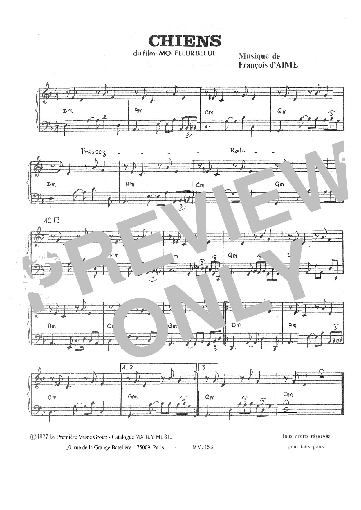 François d'Aime Chiens sheet music notes and chords. Download Printable PDF.