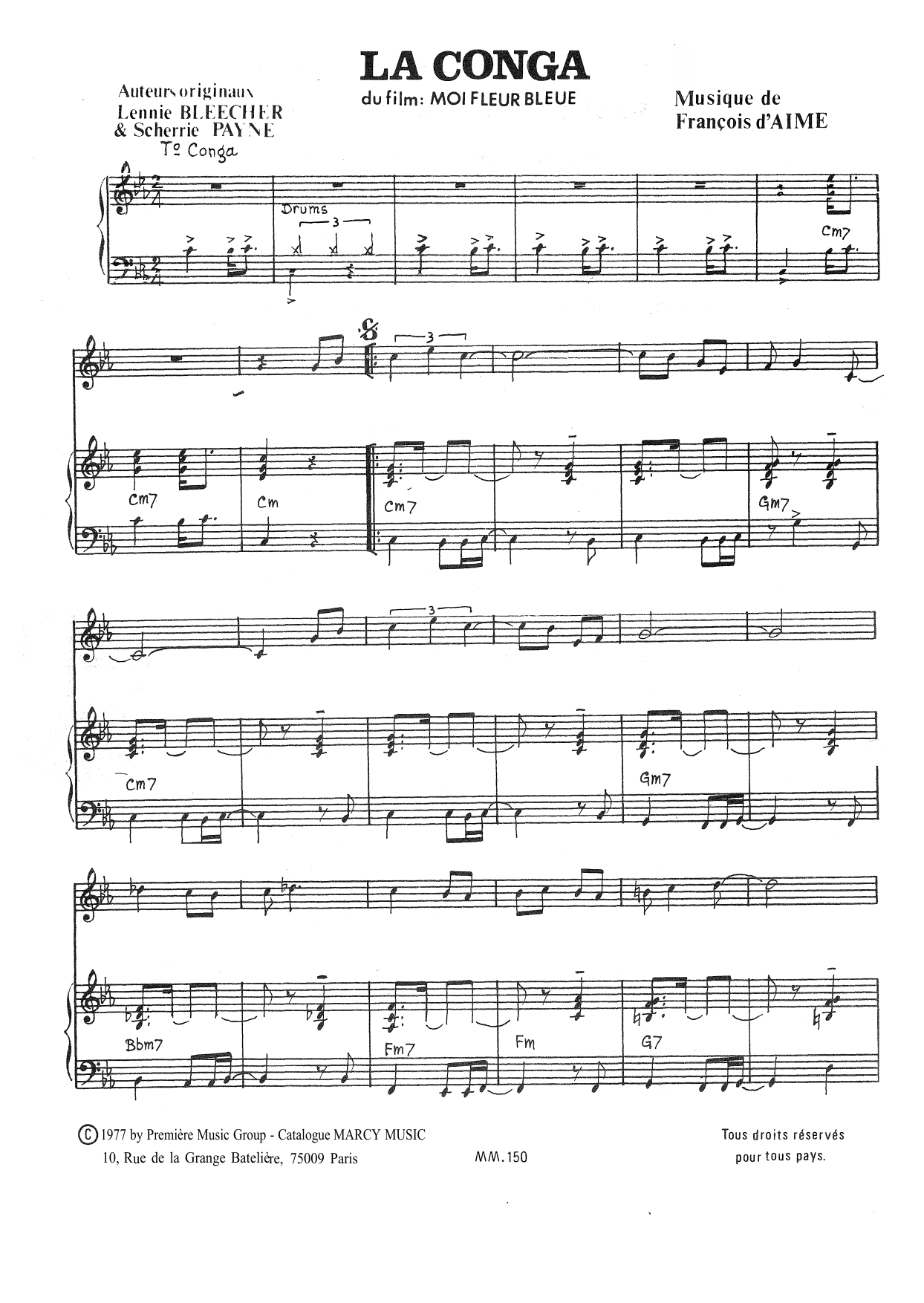 François d'Aime La Conga sheet music notes and chords. Download Printable PDF.