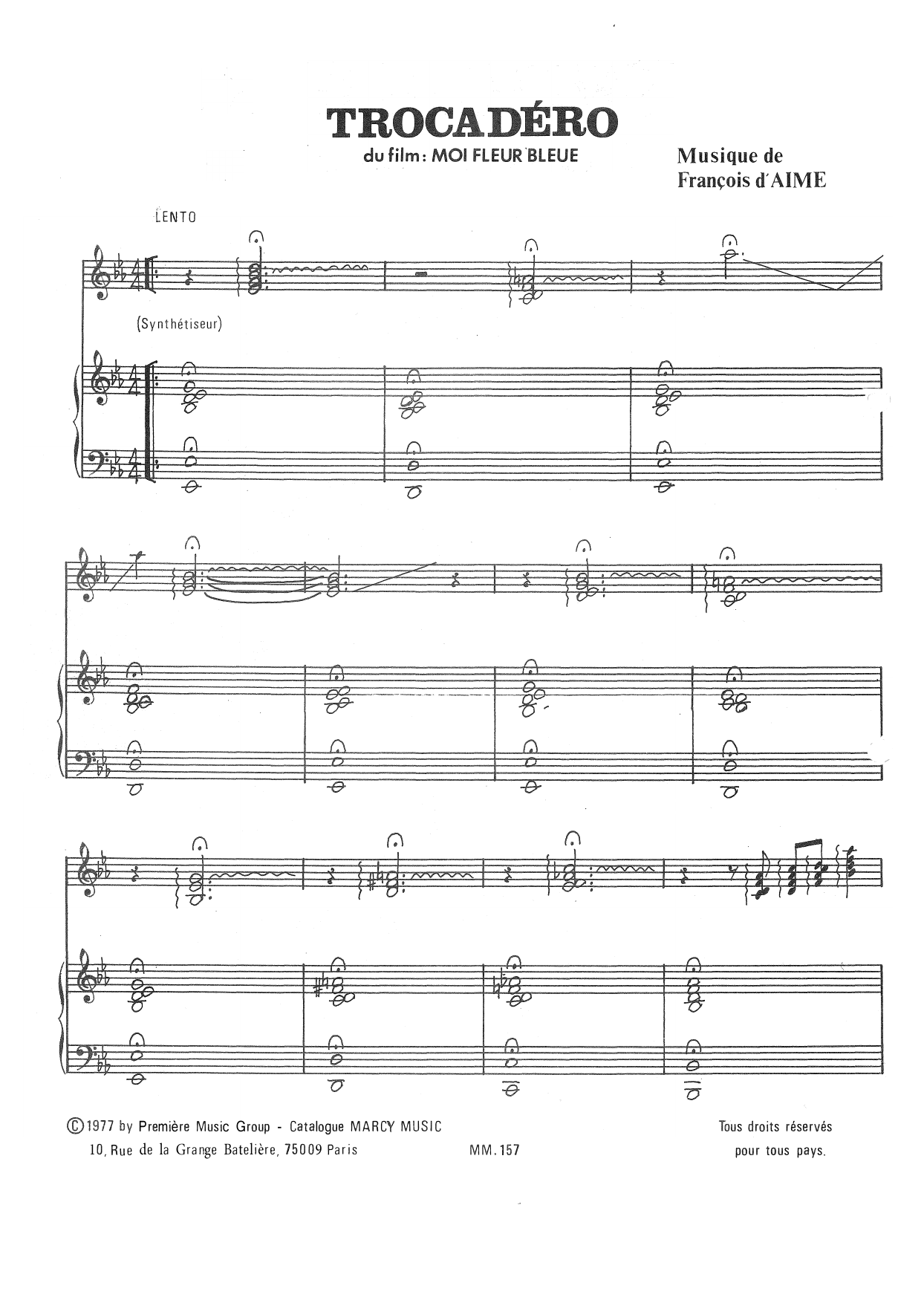 François d'Aime Trocadero sheet music notes and chords. Download Printable PDF.