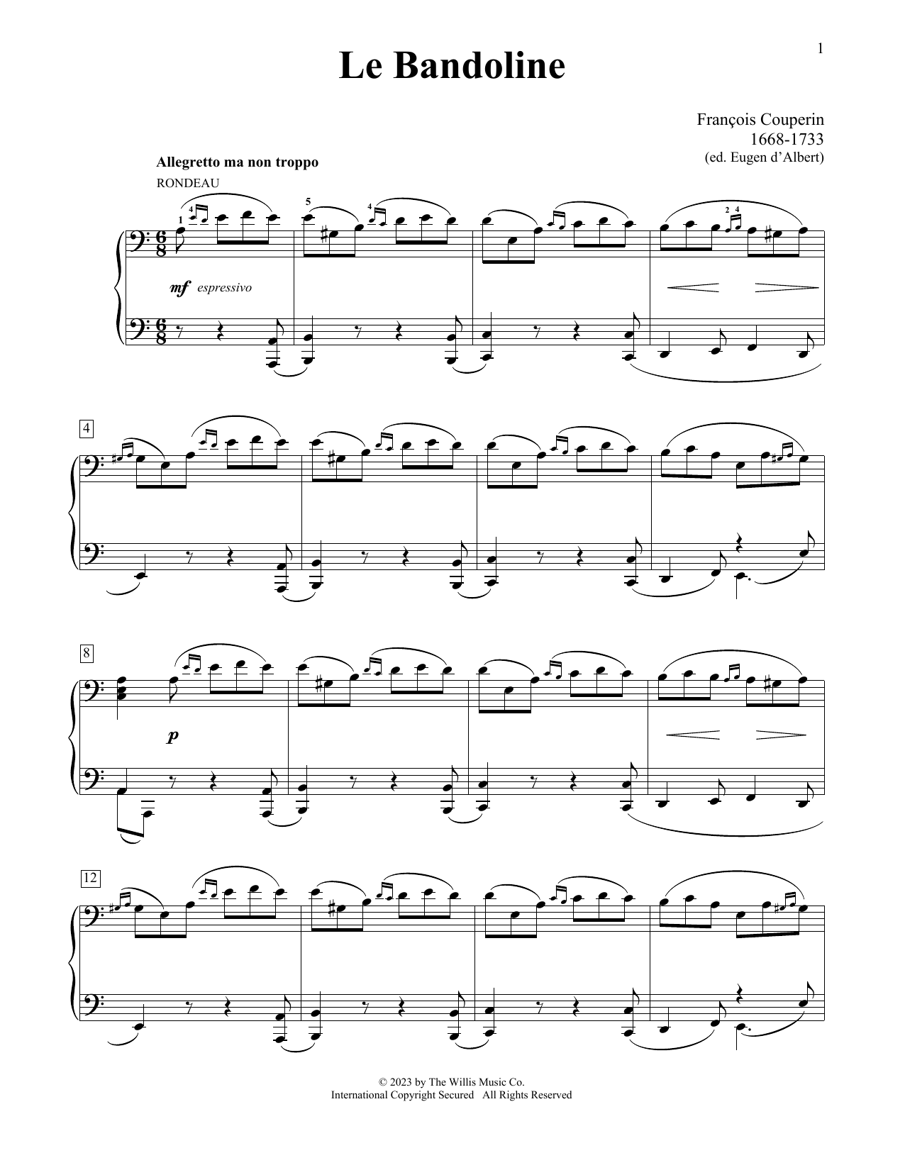 Francois Couperin Le Bandoline sheet music notes and chords. Download Printable PDF.