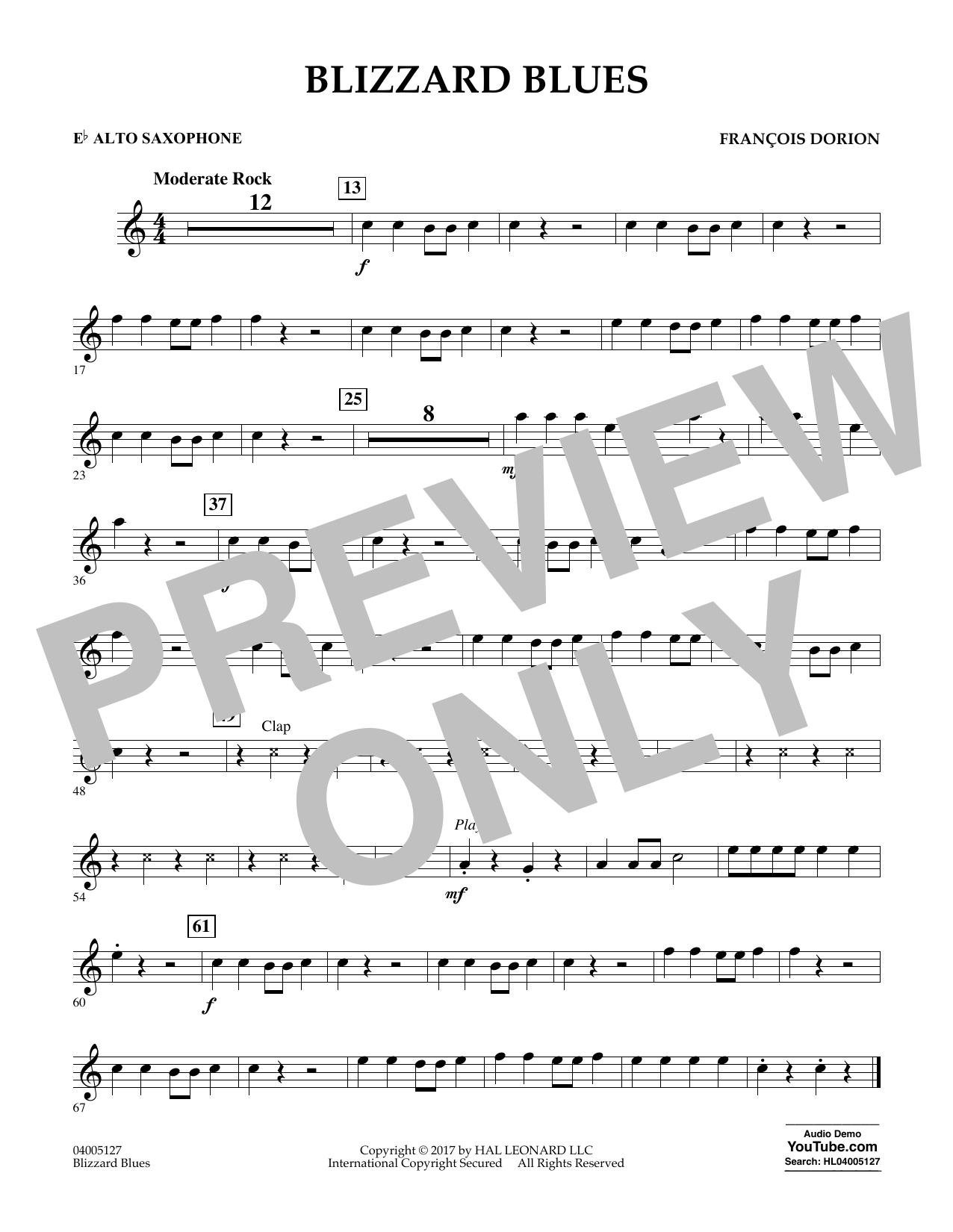 Learn to play Francois Dorion Blizzard Blues - Eb Alto Saxophone sheet music for Concert Band in minutes. Francois Dorion Blizzard Blues - Eb Alto Saxophone sheet music notes and chords. Download Printable PDF.