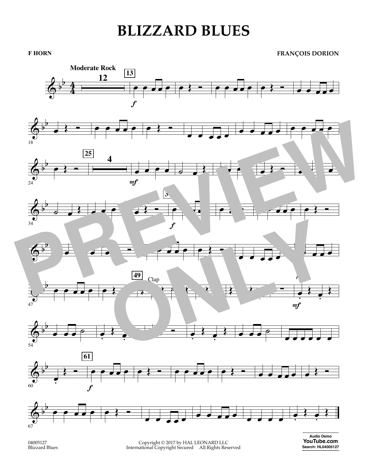 Learn to play Francois Dorion Blizzard Blues - F Horn sheet music for Concert Band in minutes. Francois Dorion Blizzard Blues - F Horn sheet music notes and chords. Download Printable PDF.