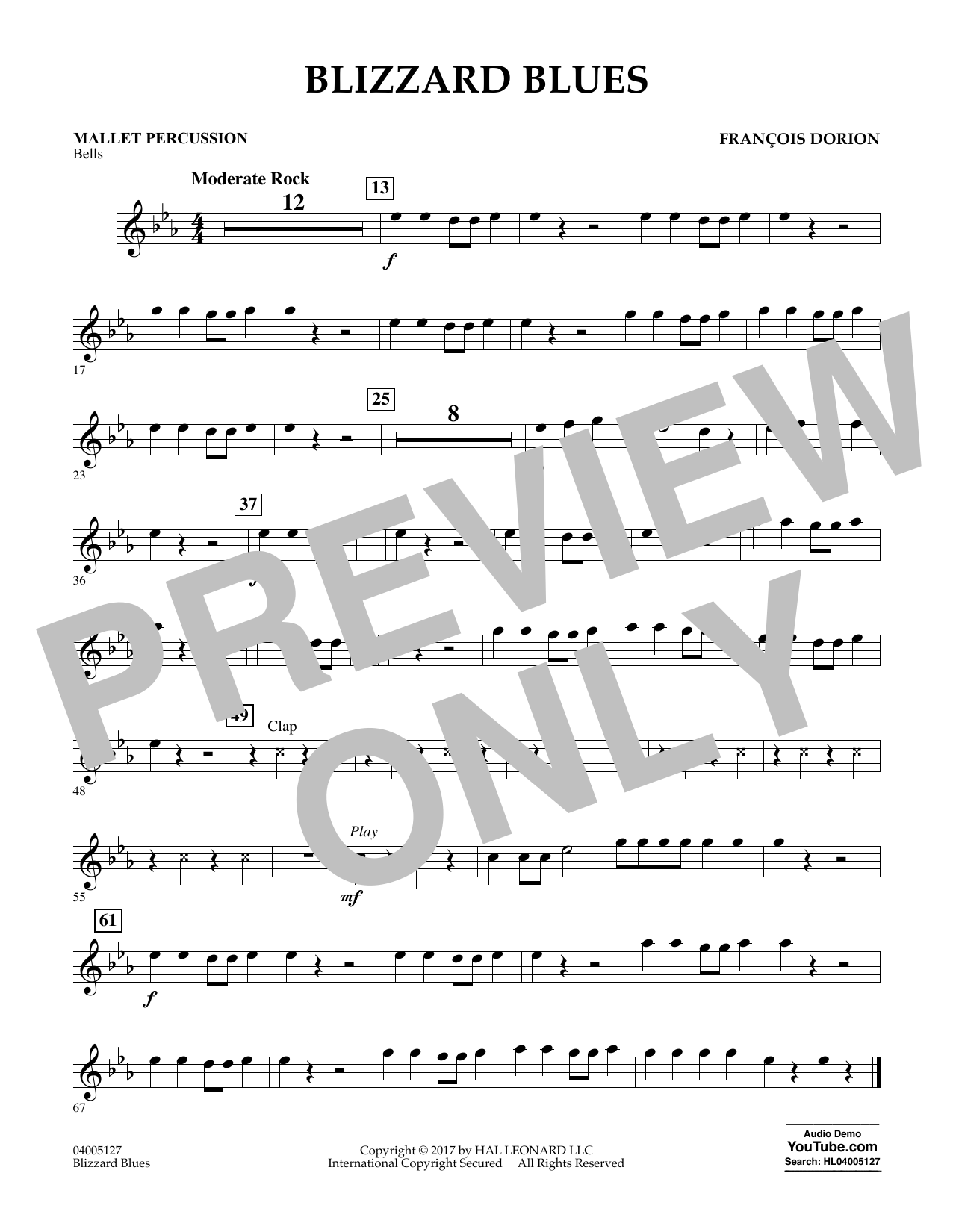 Francois Dorion Blizzard Blues Mallet Percussion Sheet Music Pdf Notes Chords Concert Score Concert Band Download Printable Sku 365653