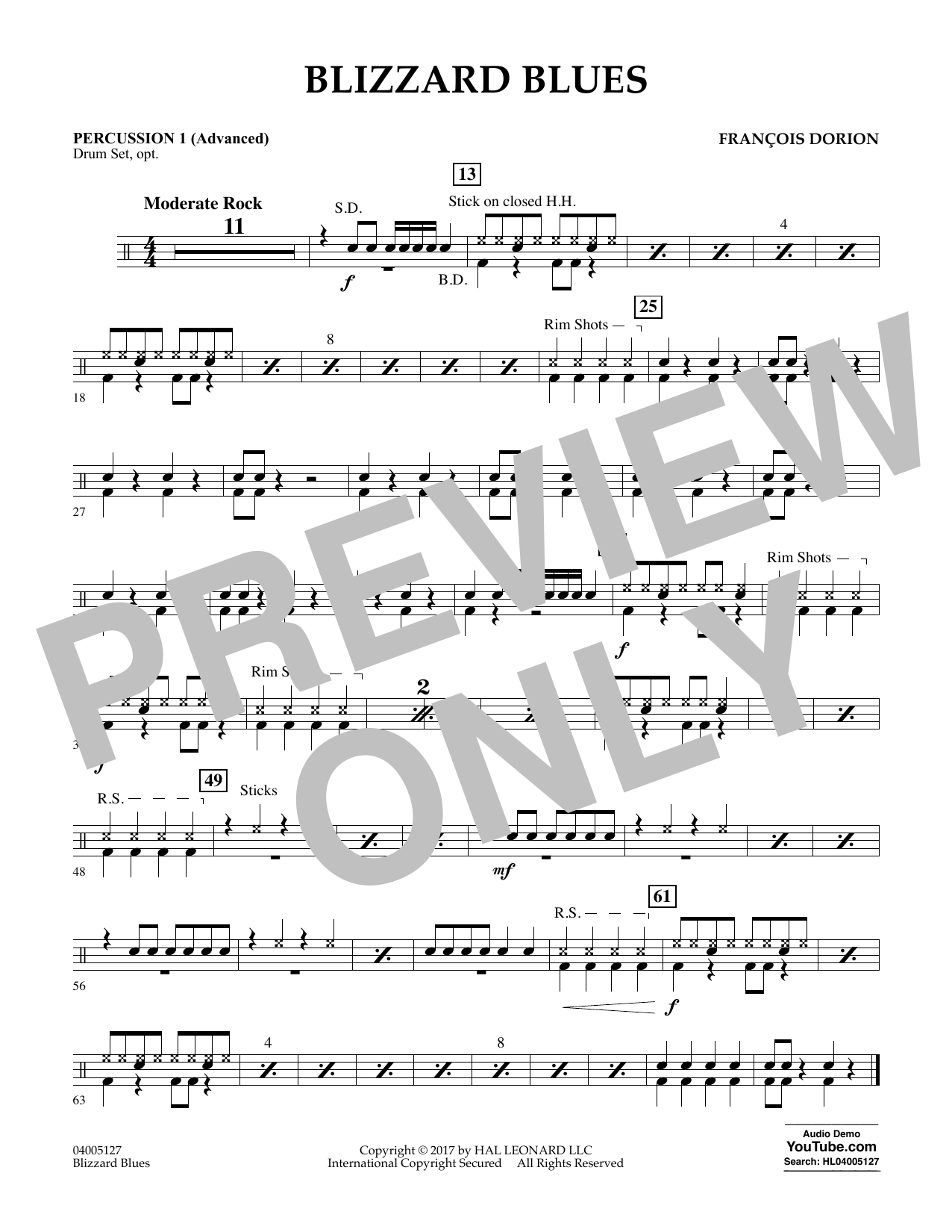 Learn to play Francois Dorion Blizzard Blues - Percussion 1 (Advanced) sheet music for Concert Band in minutes. Francois Dorion Blizzard Blues - Percussion 1 (Advanced) sheet music notes and chords. Download Printable PDF.