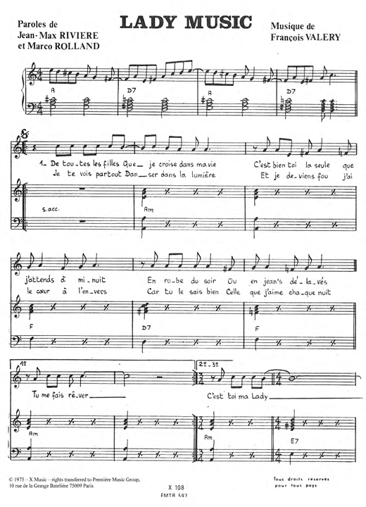 Francois Valery Lady Music sheet music notes and chords. Download Printable PDF.