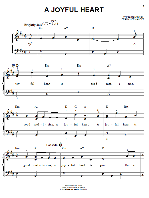 Frank Hernandez A Joyful Heart sheet music notes and chords. Download Printable PDF.