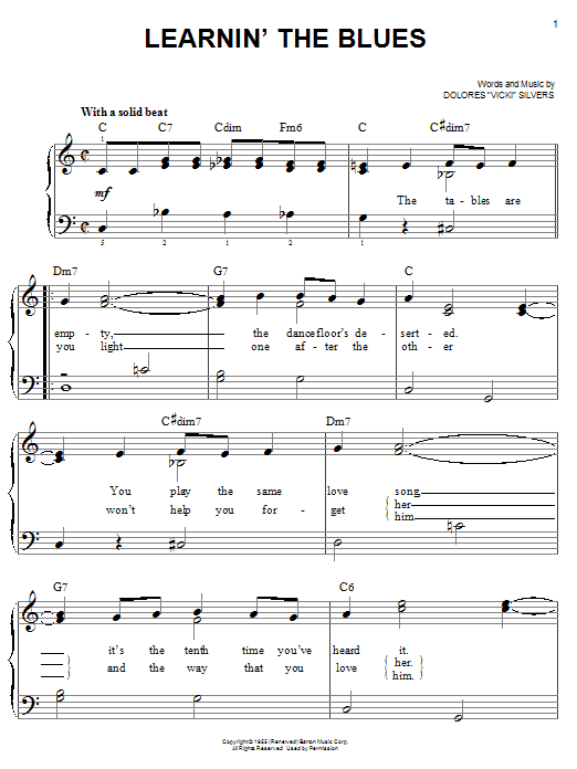 Frank Sinatra Learnin' The Blues sheet music notes and chords. Download Printable PDF.