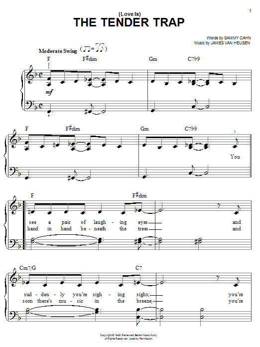 Frank Sinatra (Love Is) The Tender Trap sheet music notes and chords. Download Printable PDF.