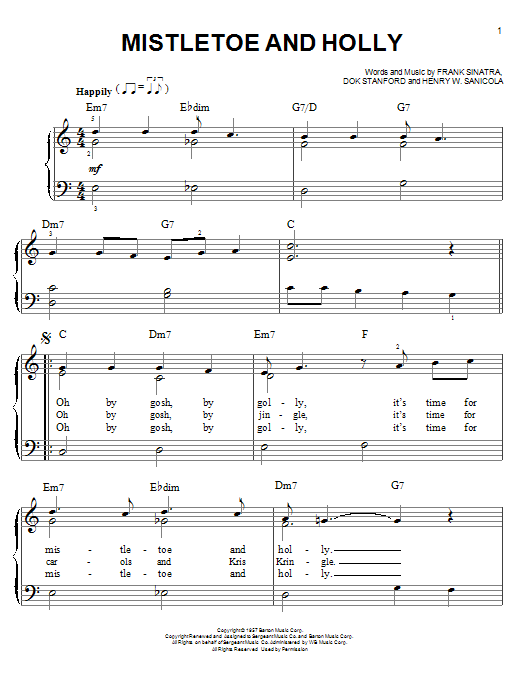 Frank Sinatra Mistletoe And Holly sheet music notes and chords. Download Printable PDF.