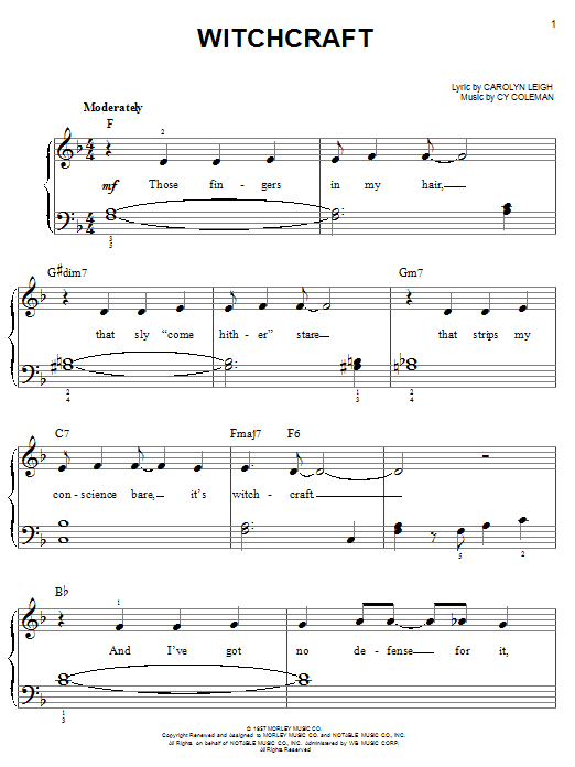 Frank Sinatra Witchcraft sheet music notes and chords. Download Printable PDF.