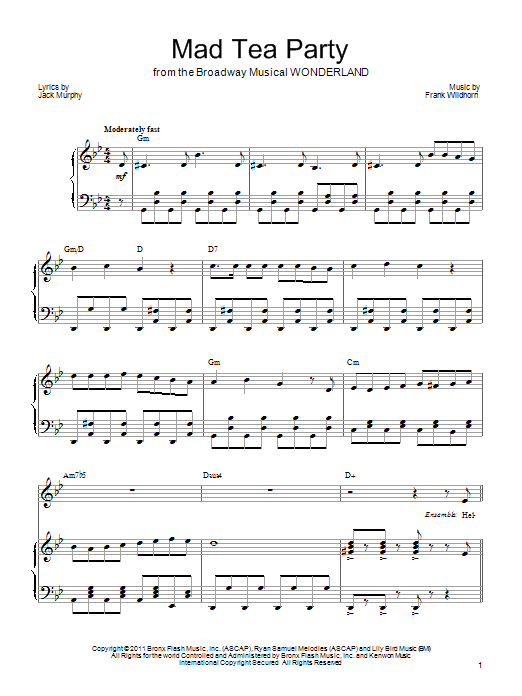 Frank Wildhorn Mad Tea Party sheet music notes and chords. Download Printable PDF.