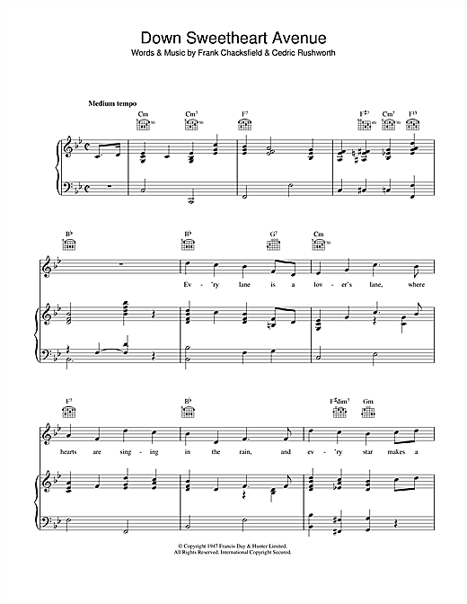 Frank Chacksfield Down Sweetheart Avenue sheet music notes and chords. Download Printable PDF.