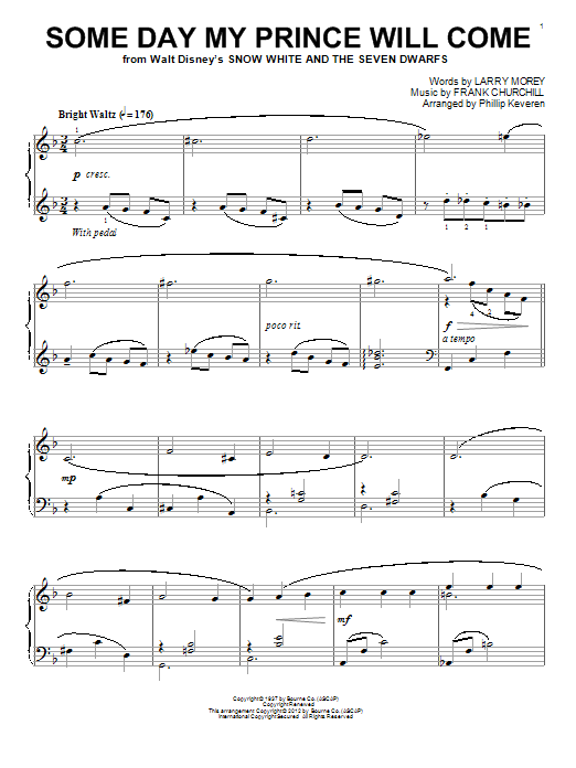 Frank Churchill Some Day My Prince Will Come Classical Version Arr Phillip Keveren Sheet Music Pdf Notes Chords Classical Score Piano Solo Download Printable Sku 935