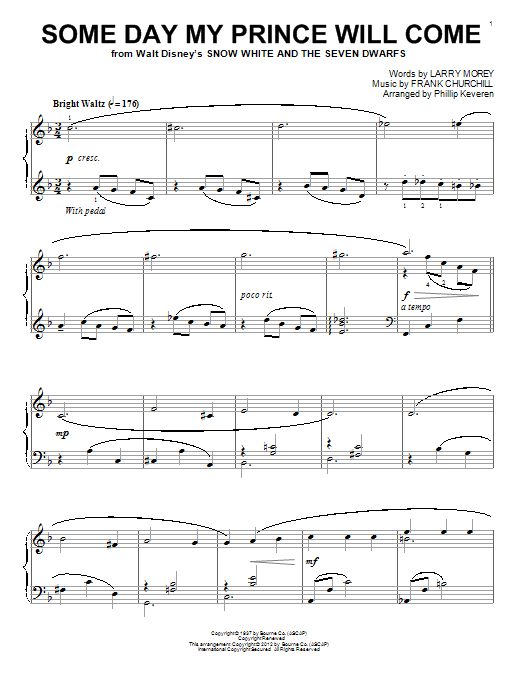 Frank Churchill Some Day My Prince Will Come Classical Version Arr Phillip Keveren Sheet Music Pdf Notes Chords Classical Score Piano Solo Download Printable Sku 93588