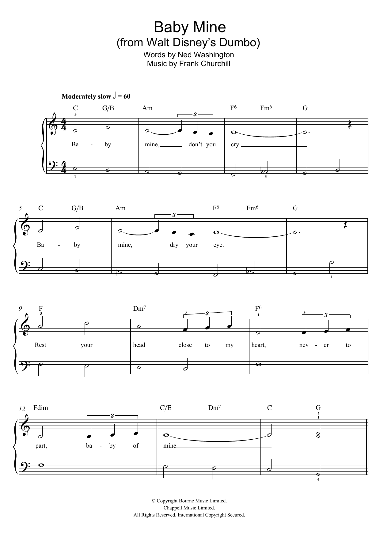 Learn to play Frank Churchill & Ned Washington Baby Mine (from Dumbo) sheet music for Accordion in minutes. Price: 7.8900$ Frank Churchill & Ned Washington Baby Mine (from Dumbo) sheet music notes and chords arranged for Accordion