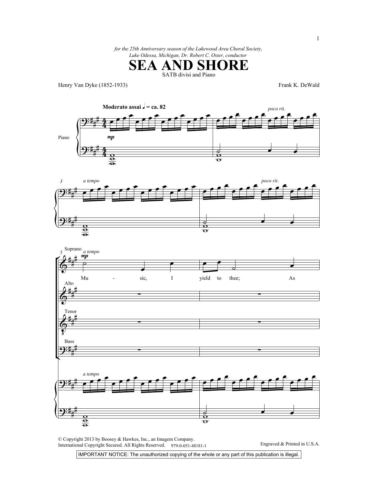 Learn to play Frank DeWald Sea And Shore sheet music for SATB Choir in minutes. Price: 3.9900$ Frank DeWald Sea And Shore sheet music notes and chords arranged for SATB Choir