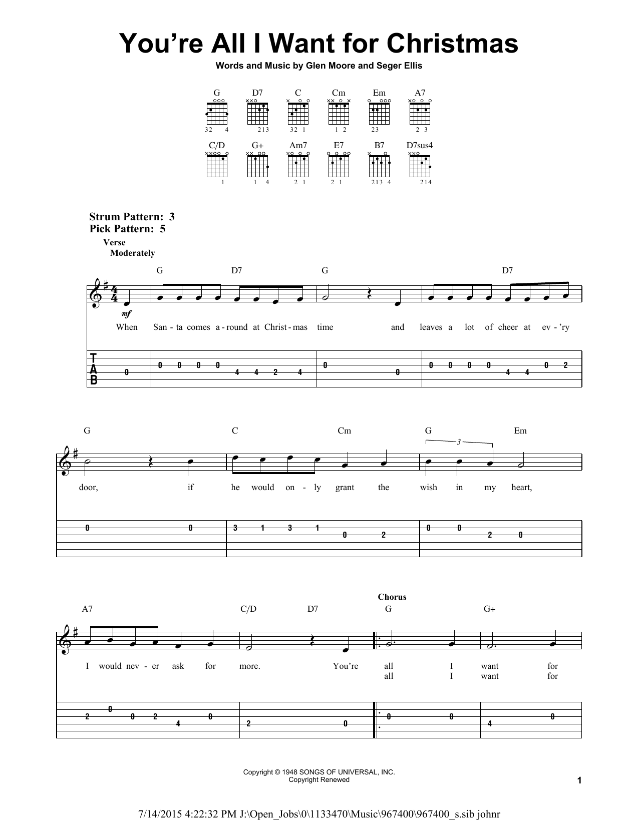 Frank Gallagher You Re All I Want For Christmas Sheet Music Pdf Notes Chords Christmas Score Easy Guitar Tab Download Printable Sku 181886
