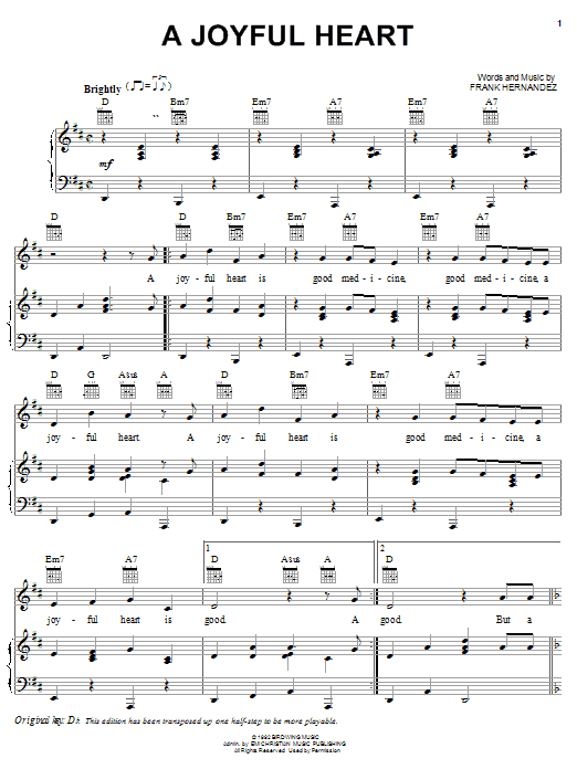 Frank Hernandez A Joyful Heart sheet music notes and chords. Download Printable PDF.
