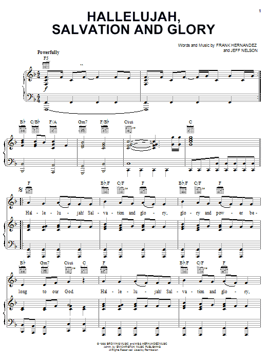 Frank Hernandez Hallelujah, Salvation And Glory sheet music notes and chords. Download Printable PDF.