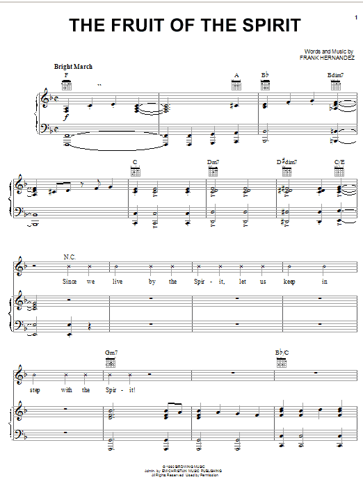 Frank Hernandez The Fruit Of The Spirit sheet music notes and chords. Download Printable PDF.