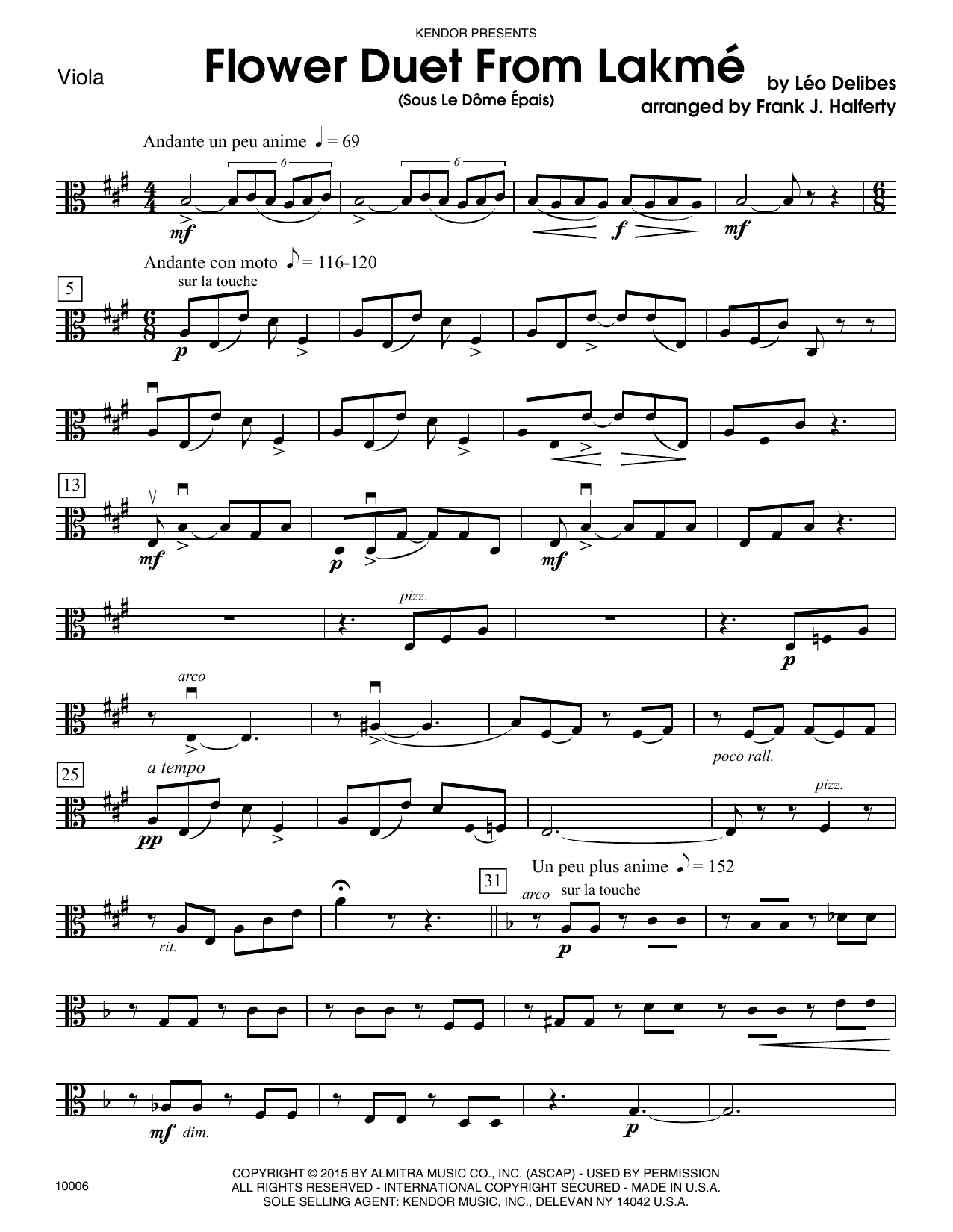 Learn to play Frank J. Halferty Flower Duet From Lakme (Sous Le Dome Epais) - Viola sheet music for Orchestra in minutes. Frank J. Halferty Flower Duet From Lakme (Sous Le Dome Epais) - Viola sheet music notes and chords. Download Printable PDF.