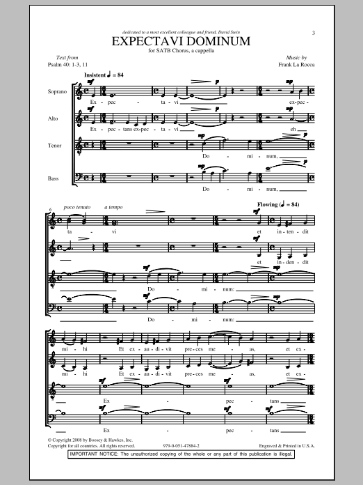 Frank La Rocca Expectavi Dominum sheet music notes and chords. Download Printable PDF.