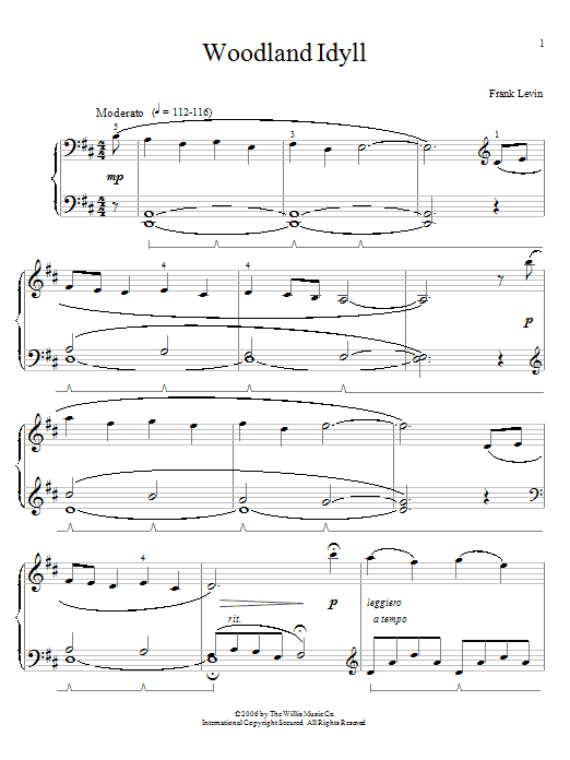 Frank Levin Woodland Idyll sheet music notes and chords. Download Printable PDF.