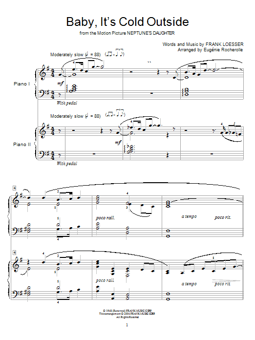 Baby It S Cold Outside Sheet Music Frank Loesser Piano Chords Lyrics