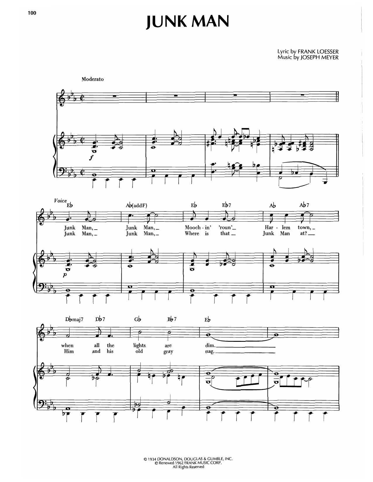 Frank Loesser Junk Man sheet music notes and chords. Download Printable PDF.