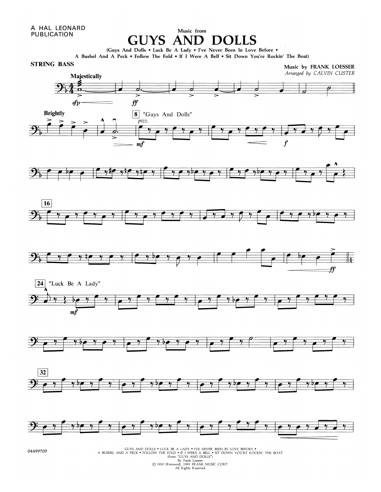 Learn to play Frank Loesser Music from Guys and Dolls (arr. Calvin Custer) - Timpani sheet music for Full Orchestra in minutes. Frank Loesser Music from Guys and Dolls (arr. Calvin Custer) - Timpani sheet music notes and chords. Download Printable PDF.