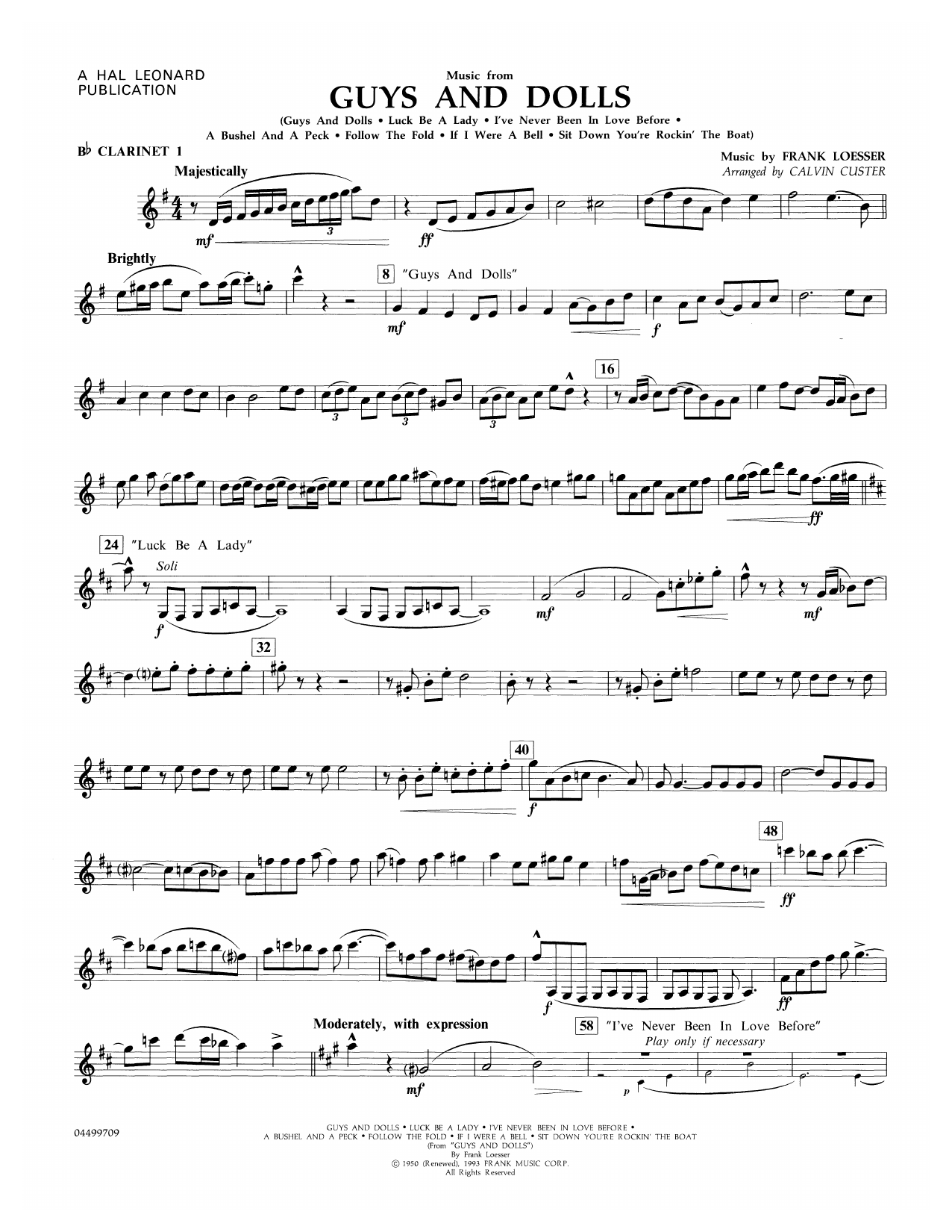 Frank Loesser Music From Guys And Dolls Arr Calvin Custer