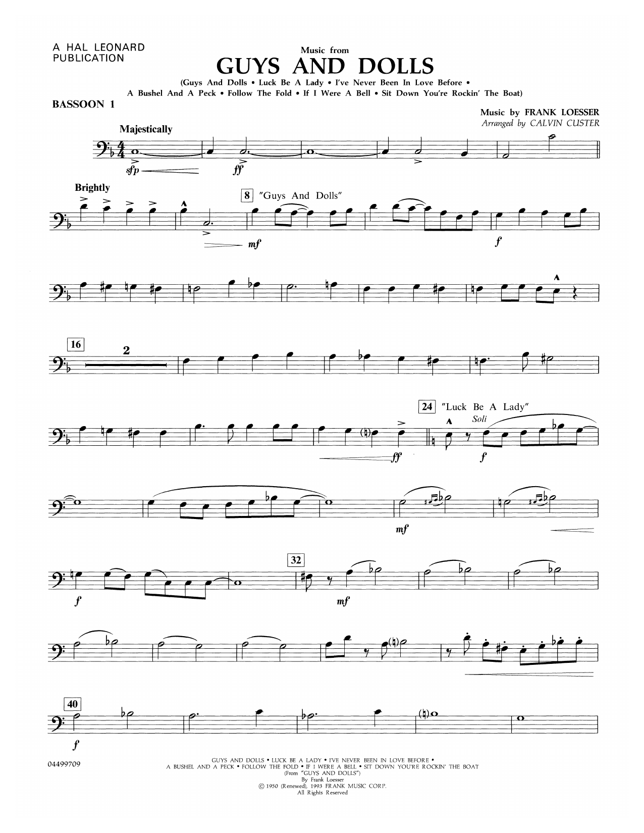 Frank Loesser Music From Guys And Dolls Arr Calvin Custer