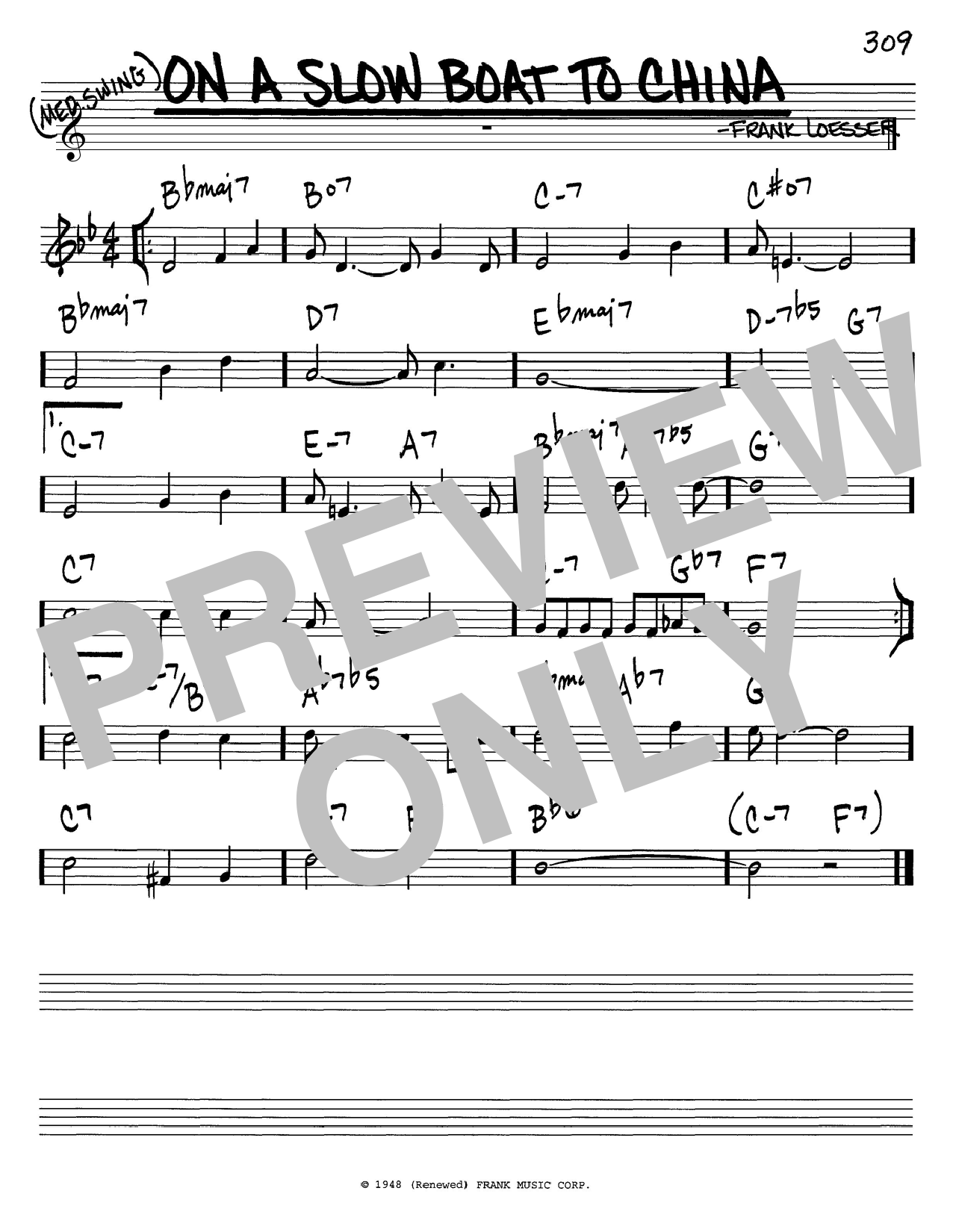 Learn to play Frank Loesser On A Slow Boat To China sheet music for Real Book – Melody & Chords in minutes. Frank Loesser On A Slow Boat To China sheet music notes and chords. Download Printable PDF.
