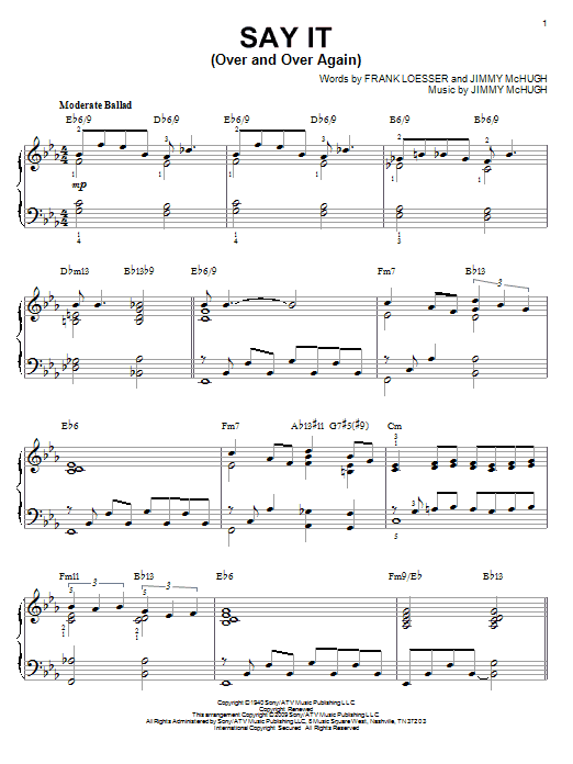 Frank Loesser Say It Over And Over Again Jazz Version Arr