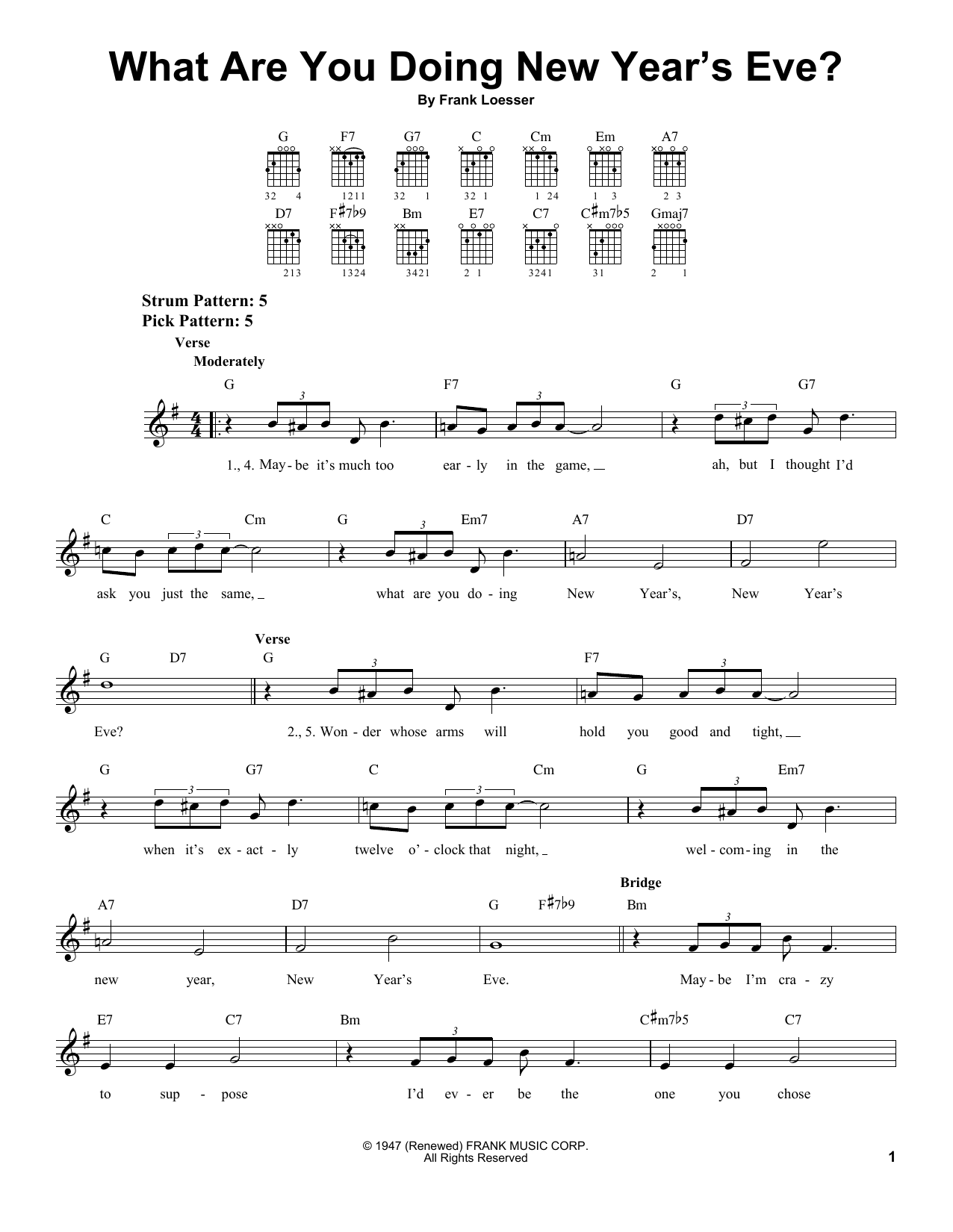 Frank Loesser What Are You Doing New Year's Eve? sheet music notes and chords. Download Printable PDF.