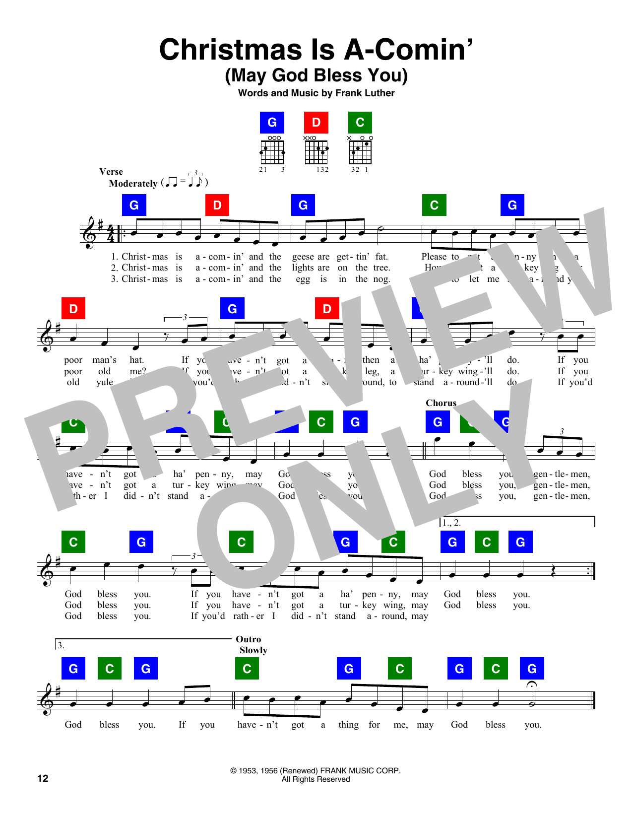 Preview Frank Luther Christmas Is A-Comin' (May God Bless You) Winter sheet music, notes and chords for ChordBuddy, SKU: 166537 sheet music, piano notes, chords, guitar tabs, score, transpose, transcribe, how to play, guide, download, learn, tutorial, progression, song, artist, awards, billboard, mtv, vh1, tour, single, album, release
