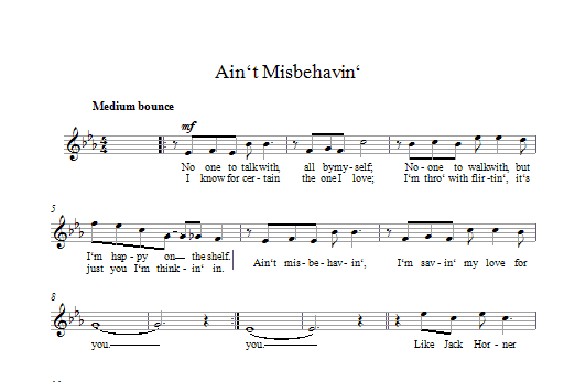 Frank Sinatra Ain't Misbehavin' sheet music notes and chords. Download Printable PDF.